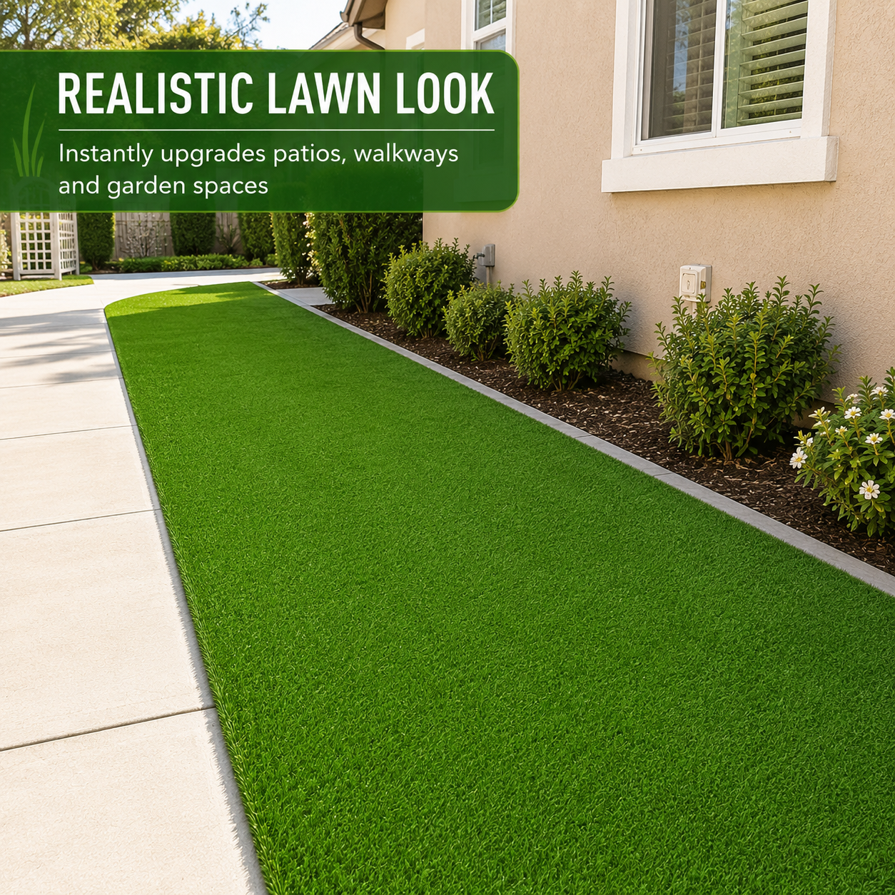 Outdoor Artificial Grass Roll - 0.7" Pile Height, 6 ft x 30 ft