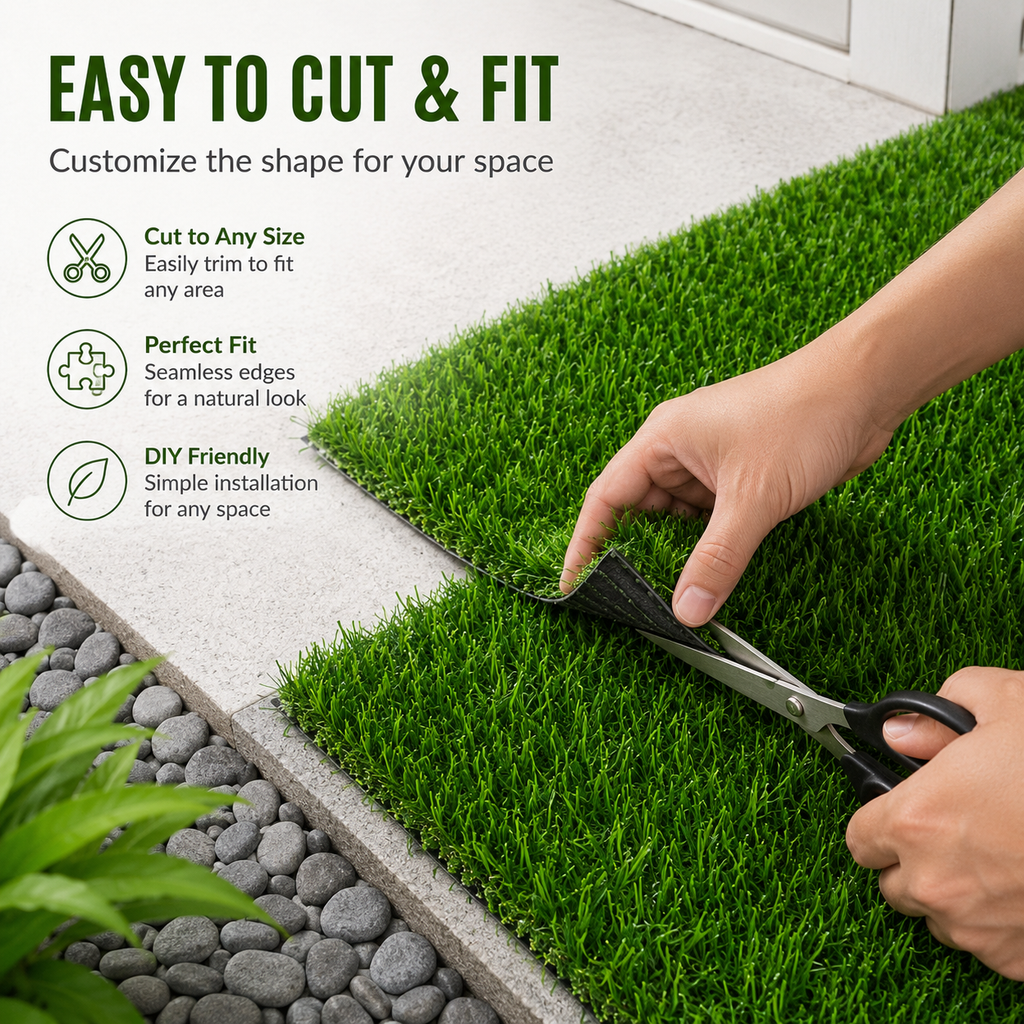 Outdoor Artificial Grass Roll - 0.7" Pile Height, 7 ft x 10 ft
