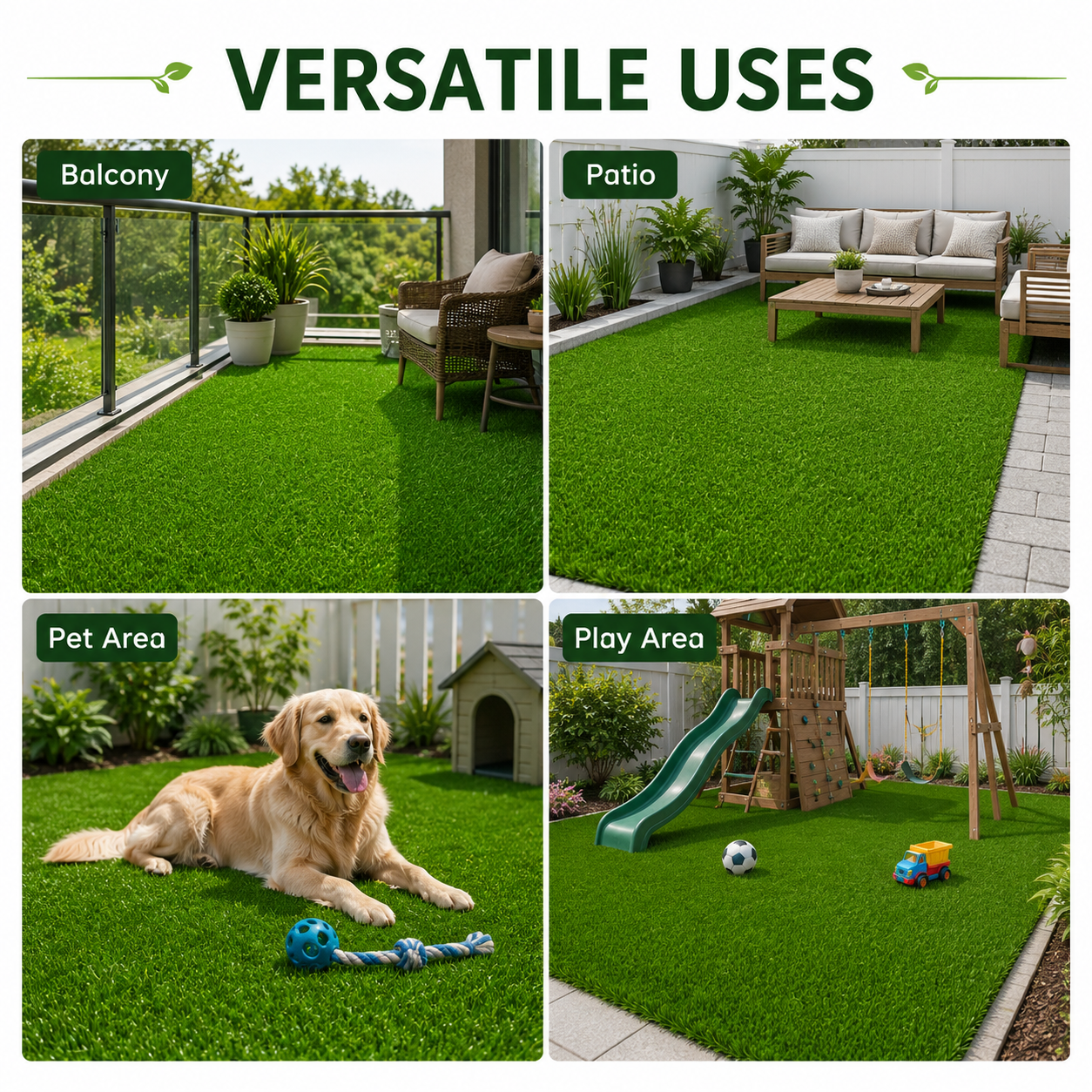 Outdoor Artificial Grass Roll - 0.7" Pile Height, 7 ft x 10 ft