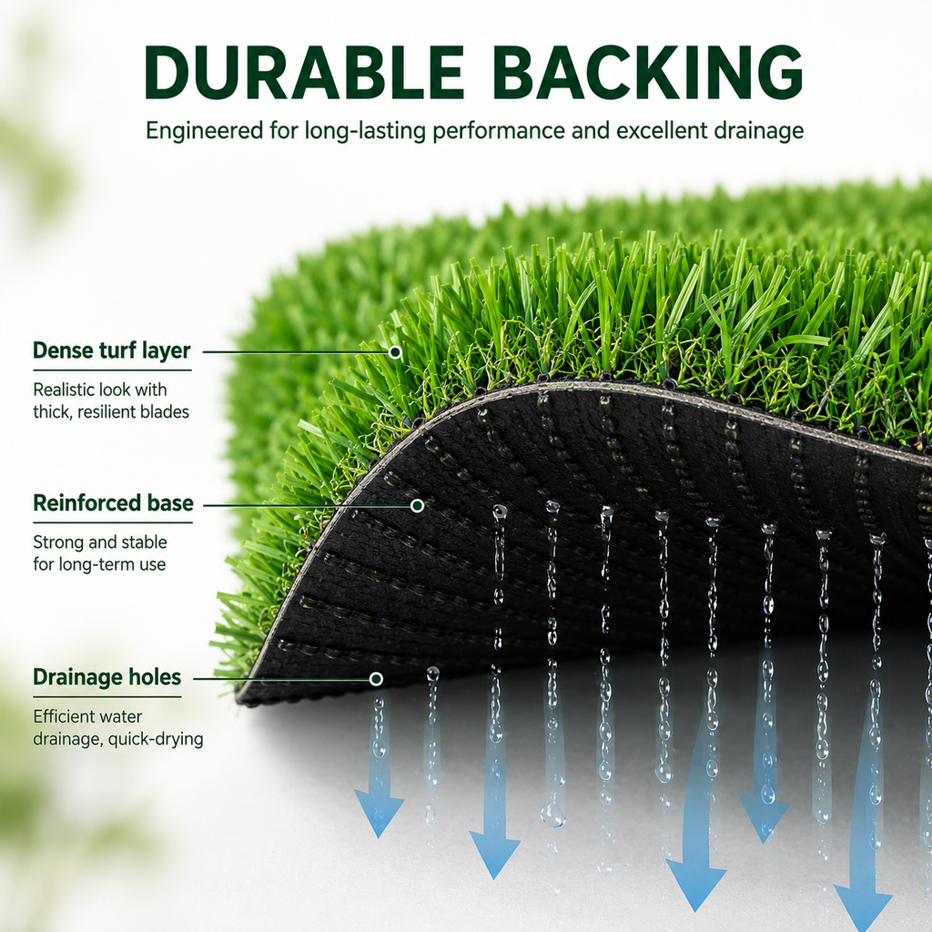 Outdoor Artificial Grass Roll - 0.7" Pile Height, 7 ft x 10 ft