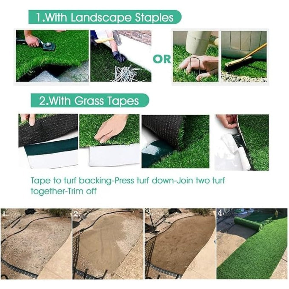 Outdoor Artificial Grass Roll - 0.7" Pile Height, 6 ft x 10 ft, Non-Adhesive Backing