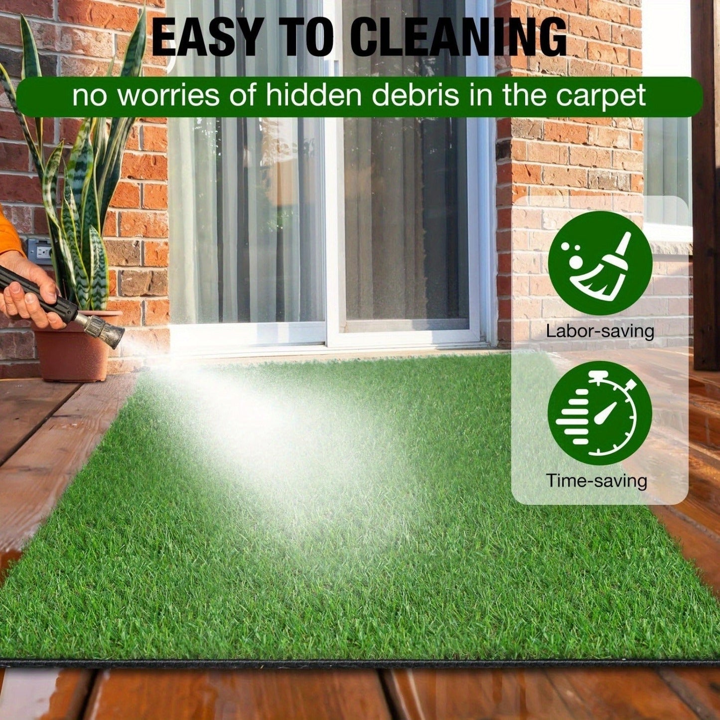 Outdoor Artificial Grass Roll - 0.7" Pile Height, 3 ft x 32 ft