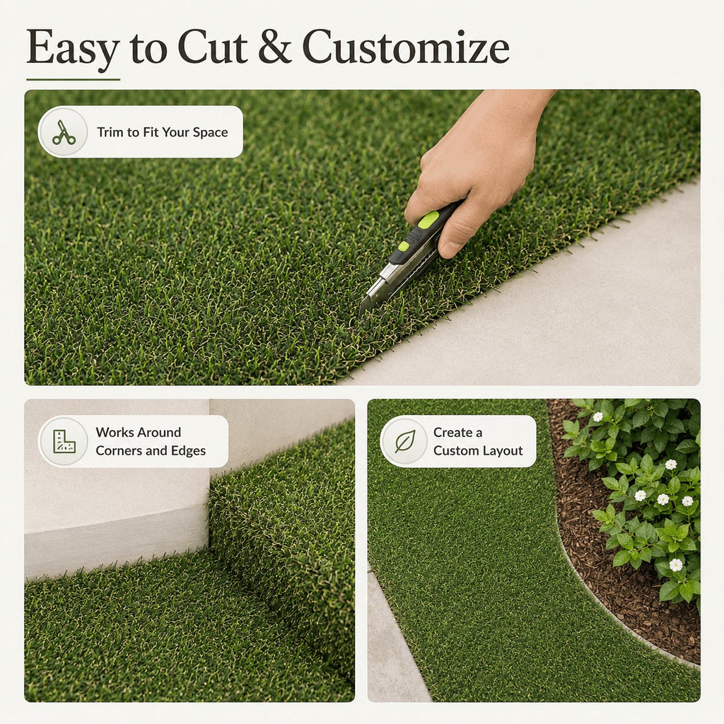 Outdoor Artificial Grass Roll - 0.7" Pile Height, 3 ft x 32 ft