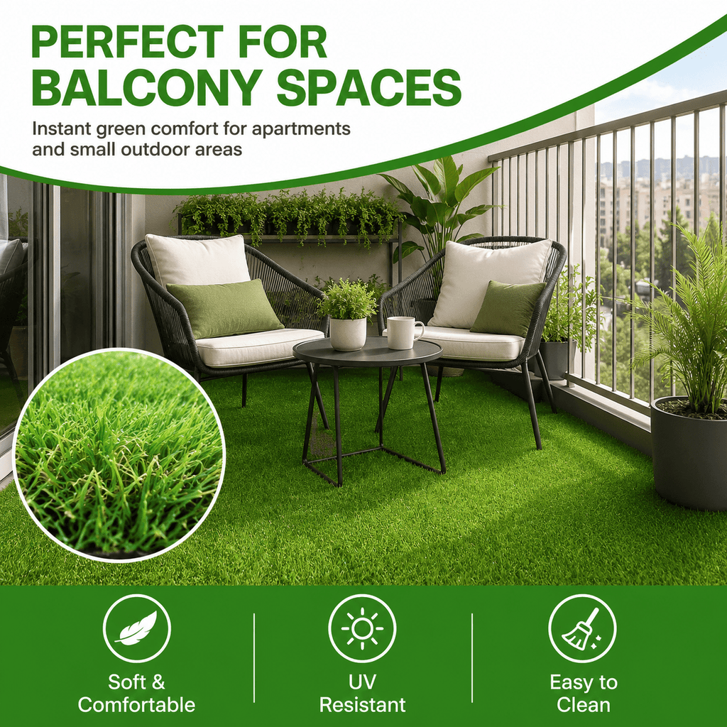 Outdoor Artificial Grass Roll - 0.7" Pile Height, 3 ft x 32 ft