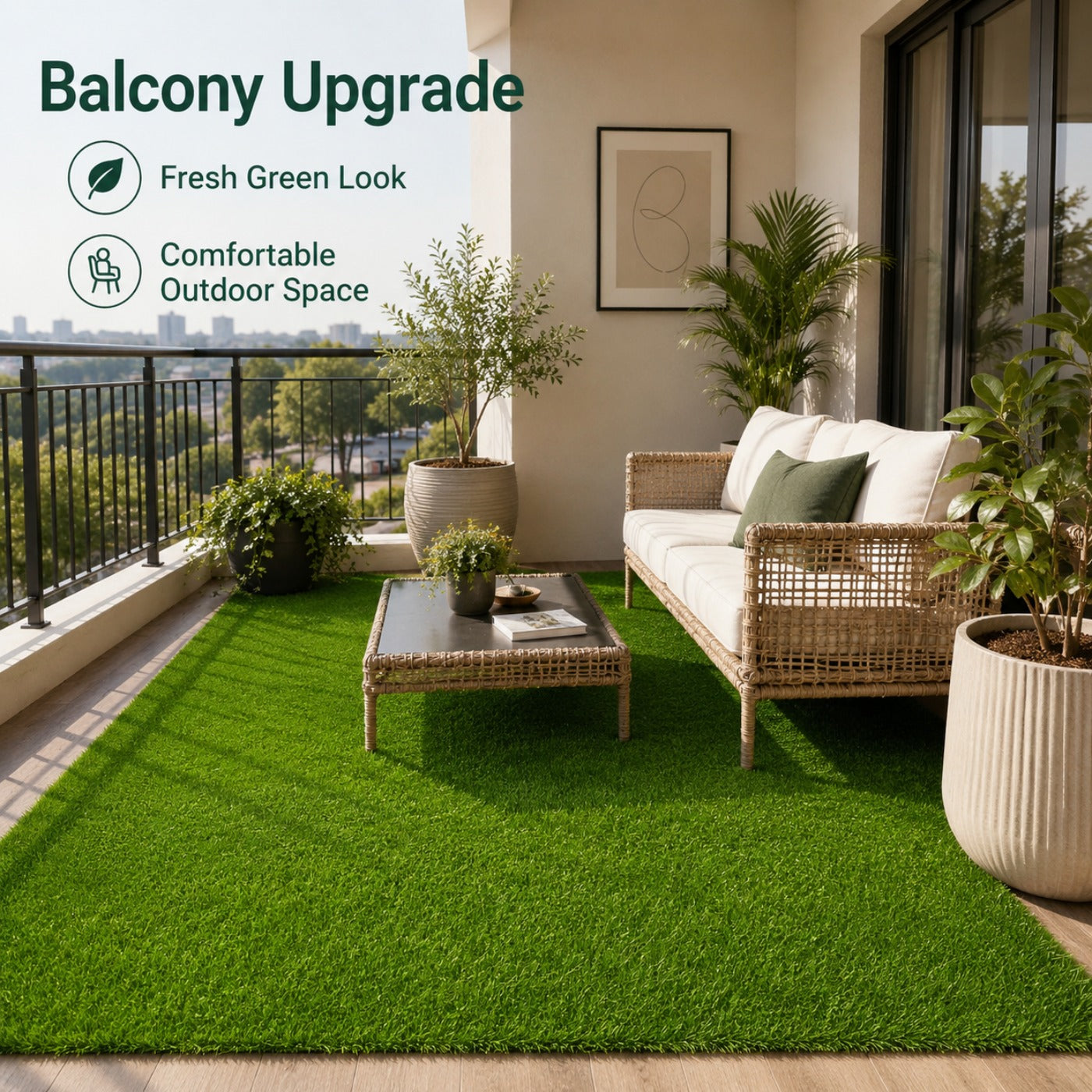 Outdoor Artificial Grass Roll - 0.7" Pile Height, 7 ft x 10 ft