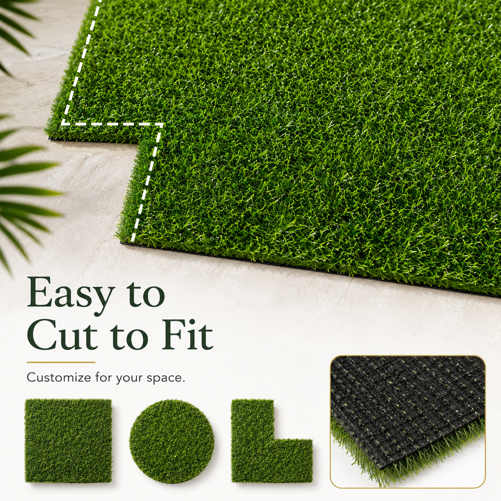 Outdoor Artificial Grass Roll - 0.7" Pile Height, 6 ft x 15 ft, Non-Adhesive Backing