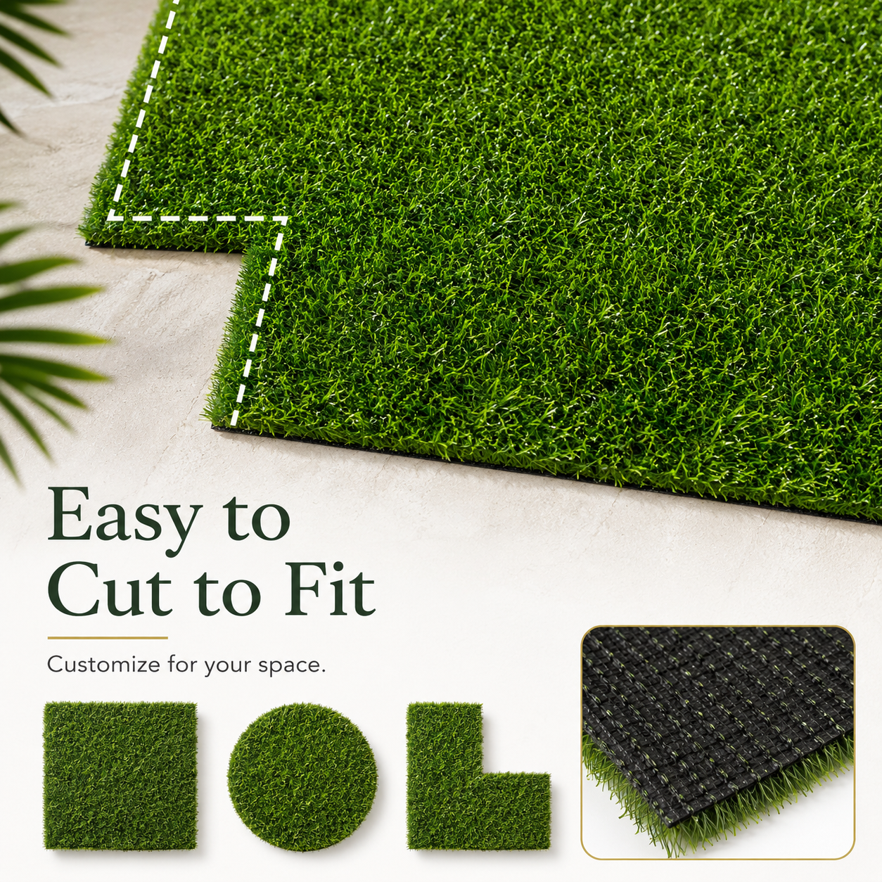 Outdoor Artificial Grass Roll - 0.7" Pile Height, 6 ft x 15 ft, Non-Adhesive Backing