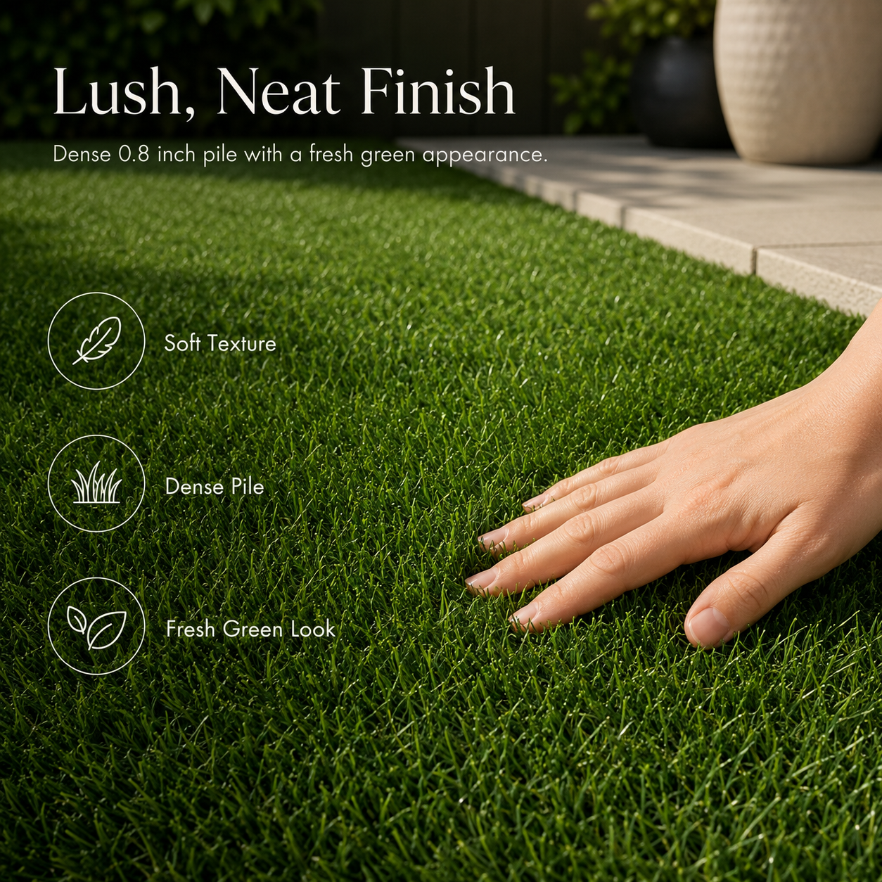 Outdoor Artificial Grass Roll - 0.7" Pile Height, 6.5 ft x 15 ft, Non-Adhesive Backing