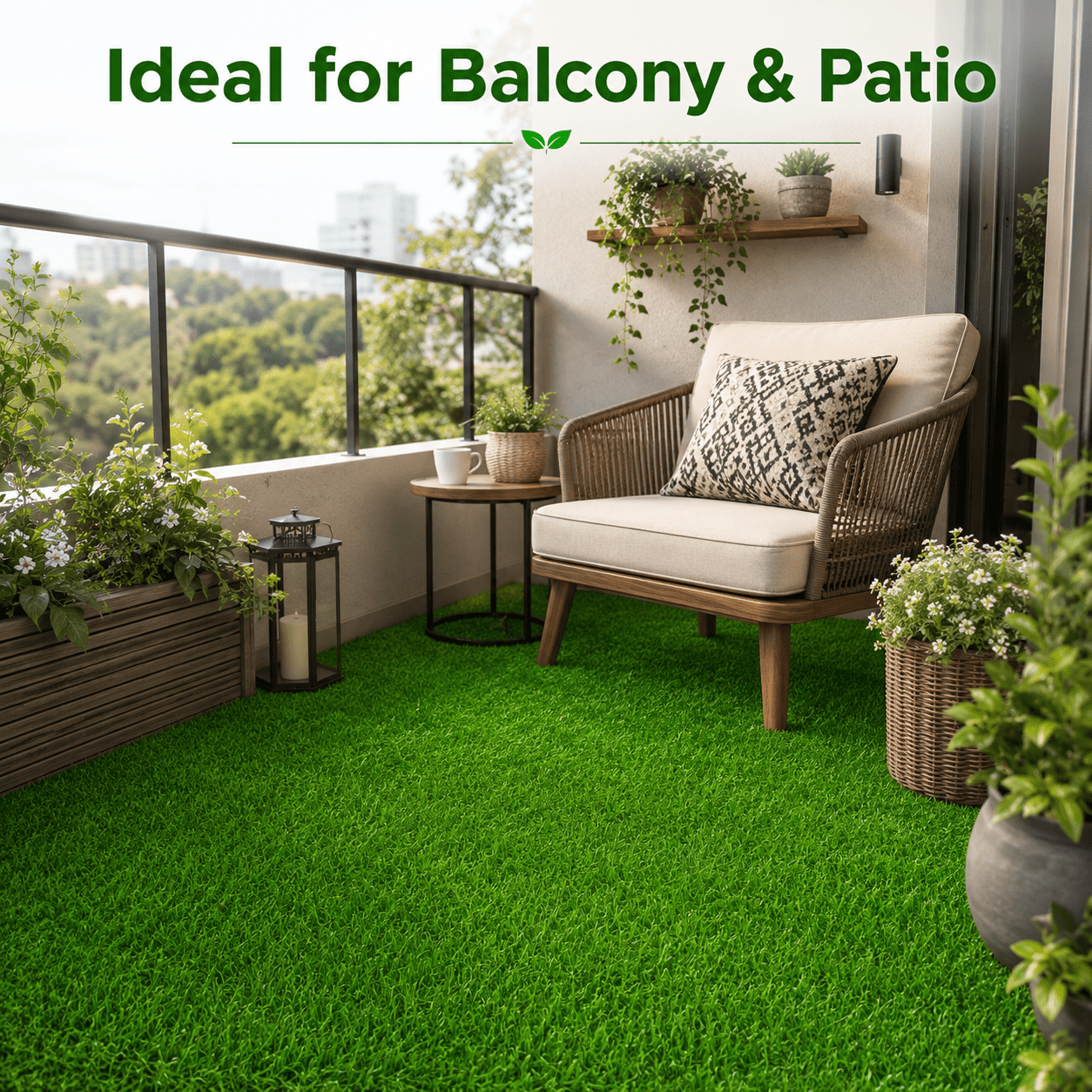 Outdoor Artificial Grass Roll - 0.7" Pile Height, 6 ft x 30 ft