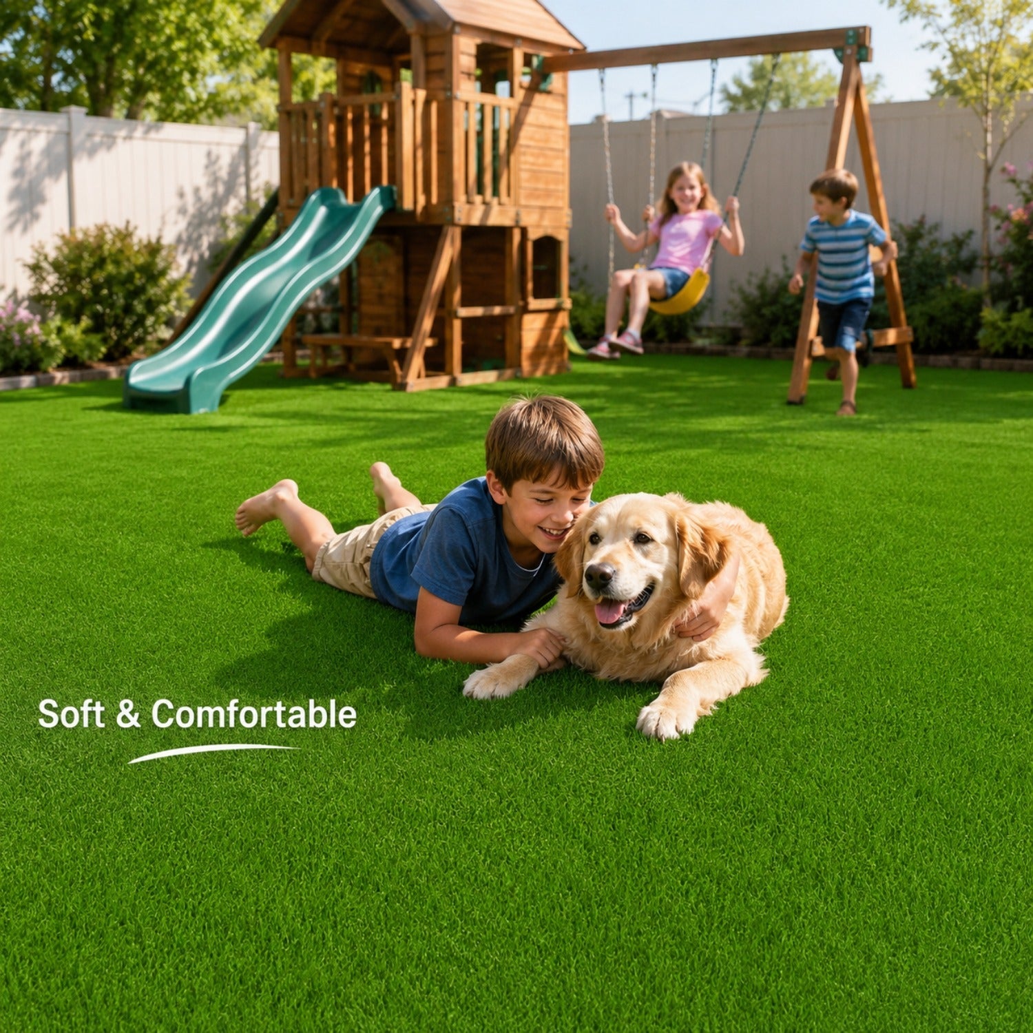 Outdoor Artificial Grass Roll - 0.7" Pile Height, 6.5 ft x 10 ft